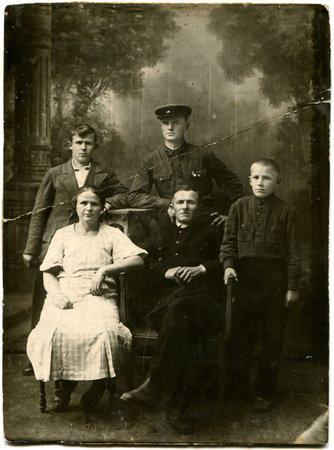 USSR - CIRCA 1930s  An antique photo shows family, USSR, 1930s