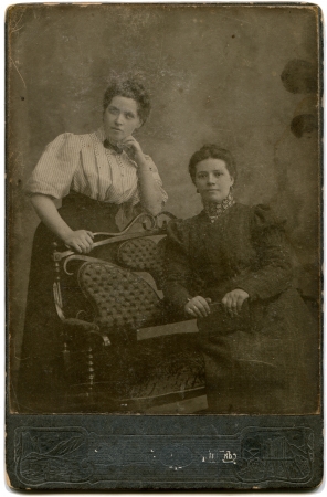 RUSSIA - CIRCA  the end of XIX - early XX century  An antique photo shows Two women, Lugansk,...