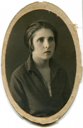 USSR - CIRCA 1928  An antique photo shows young woman, USSR, 1928のeditorial素材