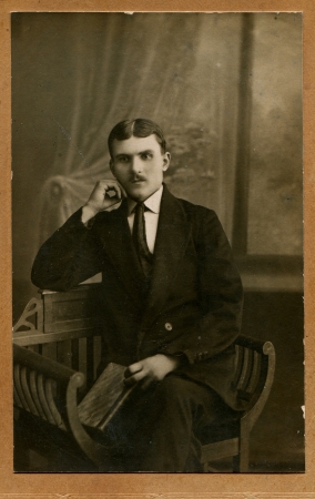 USSR - CIRCA 1927  An antique photo shows man in a business suit,  1927のeditorial素材