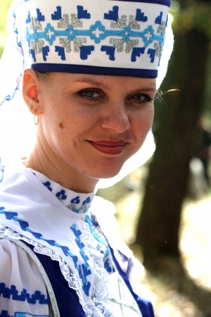 STANITSA LUGANSKAYA, UKRAINE - SEPTEMBER, 8, 2012  Belorussian singer, International Cossack festival, Stanitsa Luganskaya, Ukraine, September 8, 2012のeditorial素材