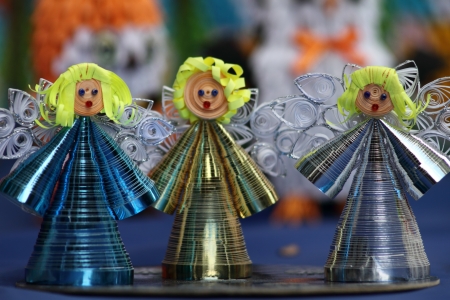 STANITSA LUGANSKAYA, UKRAINE - SEPTEMBER, 8, 2012  toys out of paper - Angel, International Cossack festival, Stanitsa Luganskaya, Ukraine, September 8, 2012のeditorial素材