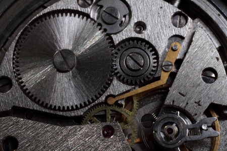 close up view of gears from old mechanism 