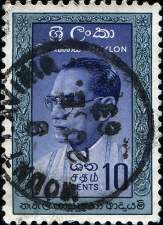  CEYLON - CIRCA 1964  A stamp printed in Ceylon  present time Sri Lanka  shows Dudley Shelton Senanayake Prime Minister of Ceylon, circa 1964 のeditorial素材
