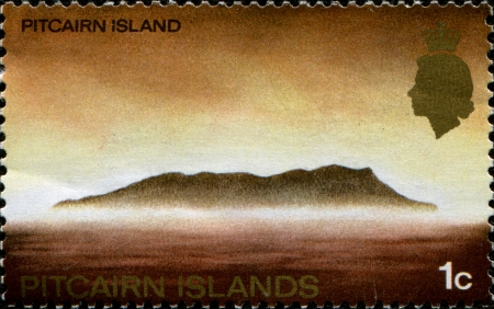  PITCAIRN ISLANDS - CIRCA 1969  A stamp printed in Pitcairn islands shows Pitcairn Island, circa 1969 のeditorial素材
