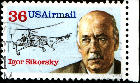 USA - CIRCA 1994  A stamp printed in United States of America shows Igor Sikorsky, circa 1994のeditorial素材