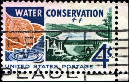 USA - CIRCA 1960  A stamp printed in United States of America shows dedicated to Water conservation, circa 1960 のeditorial素材