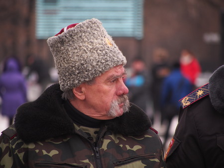UKRAINE, LUGANSK - February 9, 2013: Participants in various Cossack associations and clubs Lugansk offered their services to local authorities on policing in the city.
This proposal was accepted with gratitude. Before the start of the traditional Sunday のeditorial素材