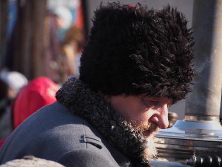 UKRAINE, LUGANSK - March 1, 2014: Cossacks traditionally celebrate Shrovetide, or the Carnivalのeditorial素材