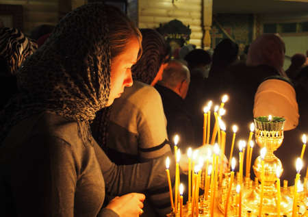 UKRAINE, LUGANSK - March 2, 2014  Orthodox and Greek Catholics in Ukraine celebrate Shrove Sunday  However churches are conducting solemn services prevrtilas in joint prayer for peace in the country  のeditorial素材