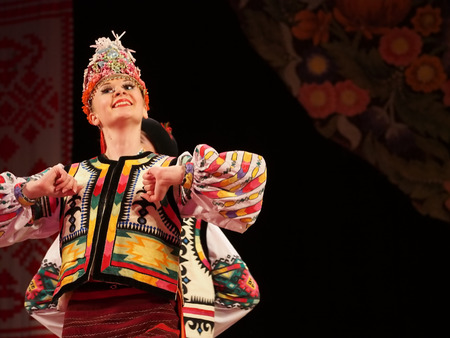UKRAINE, LUGANSK - MARCH 18, 2014: The Ukrainian National Folk Dance Ensemble named After P. Virsky,...