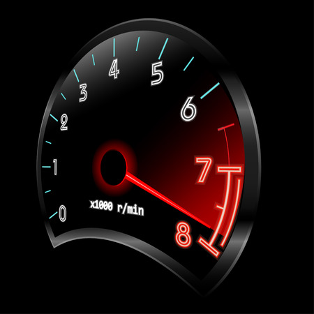 Tachometer 3D (revolution-counter , RPM gauge).のイラスト素材