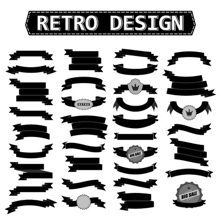 Retro ribbon set black. Vector illustration.のイラスト素材