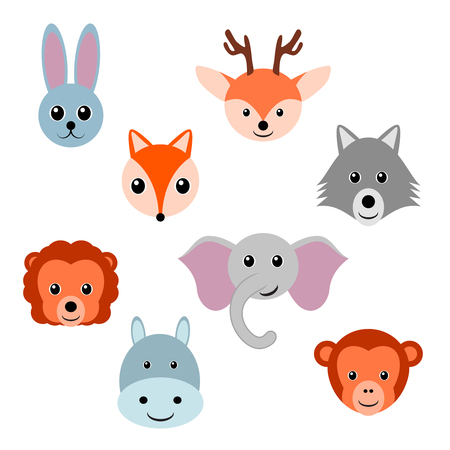 Cute baby forest and jungle animals. Vector illustration.のイラスト素材