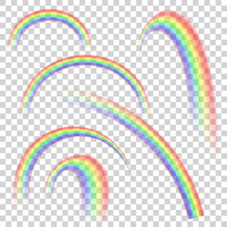 Realistic transparent rainbow set in different shapes.のイラスト素材