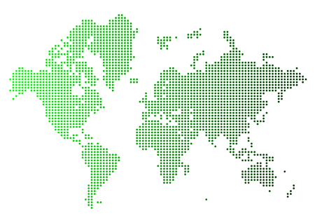 Abstract green world map made of dots.のイラスト素材