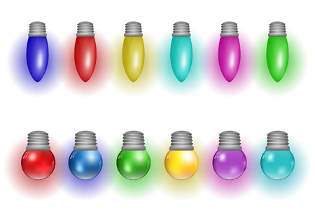 Decorative light bulbs christmas celebration set. Vector background.のイラスト素材