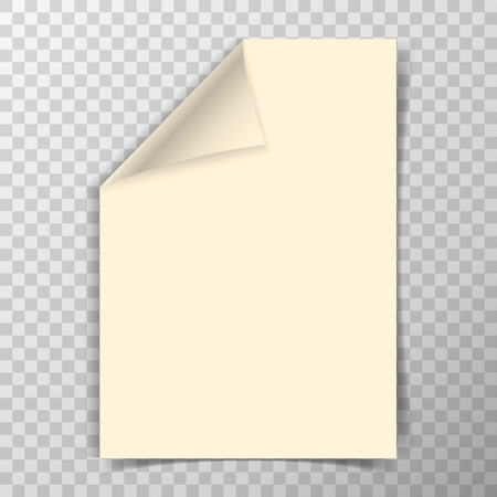Folded a4 paper sheet on transparent vector background.のイラスト素材