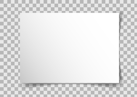 Vector A4 proportions landscape paper with shadows on transparent background.のイラスト素材