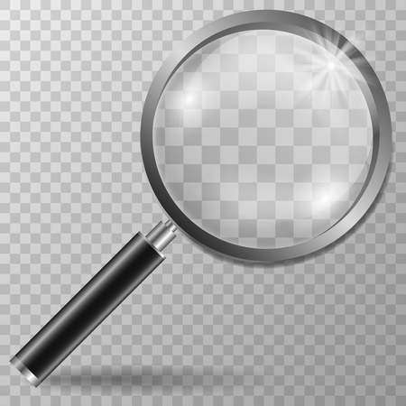 Realistic Magnifying glass on transparent vector background.のイラスト素材