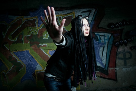 Pretty cyber gothic girl with dreadlocks 