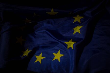 Close up shot of waved flag of United Europe