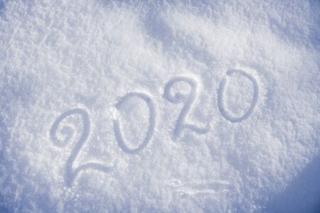 Winter time words  on the fresh  snow field.