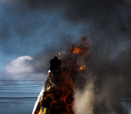 Maslenitsa effigy burning. Volgograd, Russia, March 01, 2020.のeditorial素材