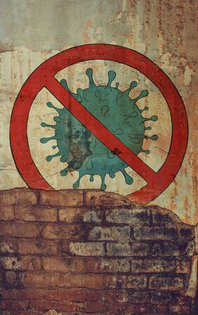 Stop coronavirus  concept over grunges old wall.の写真素材