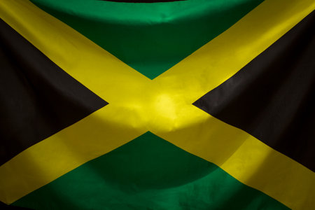 Closeup of Jamaica waved flag