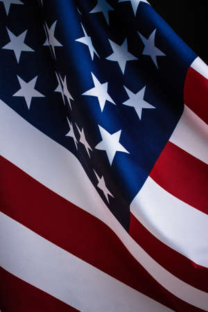 Close up shot of waved flag of United States of America