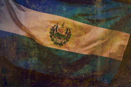 Closeup shot of waving El Salvador flagの写真素材
