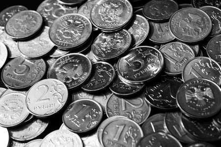 Close up shot of bunch of rubles over dark backgroundの写真素材