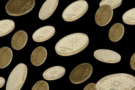 Cardano coins over black backgroundの写真素材