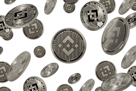 Binance coins isolated over white background. Cryptocurency concept.