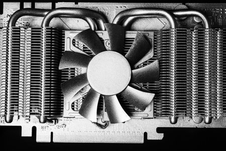 Computer graphic video card painted gold over dark background