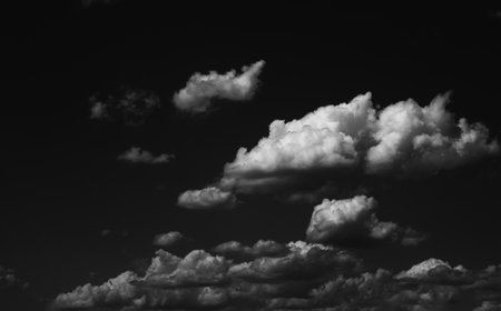 Dramatic sky with clouds in sun lightの写真素材