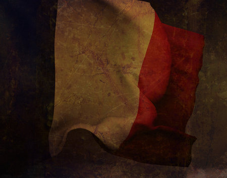 Waving grunged French flag. 3d rendering illustration.の写真素材