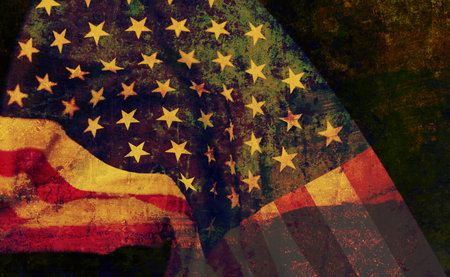 3d render of waving USA flag over dark background