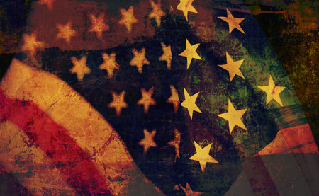 3d render of waving USA flag over dark background