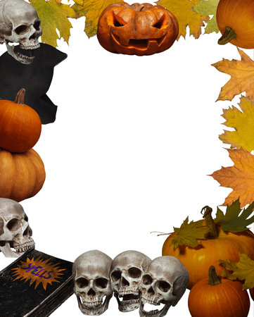 Halloween frame isolated over white background.の写真素材