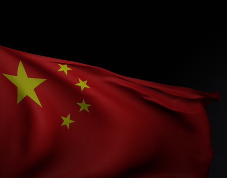 The flag of the People's Republic of China. 3d render illustration.の写真素材