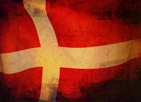 3d Illustration of waving Flag of Denmarkの写真素材