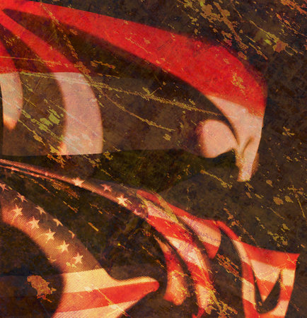 3d illustration of USA and Yemen flags with motion blur.の写真素材