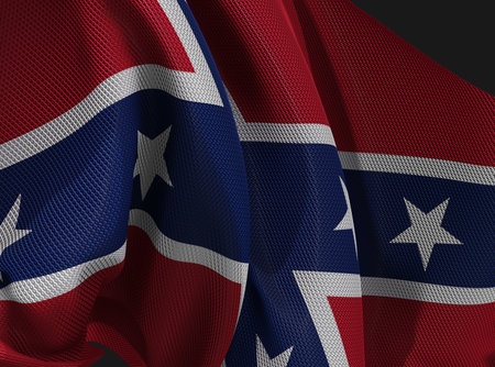 3d illustration of Confederate Rebel Flag over gray background.の写真素材