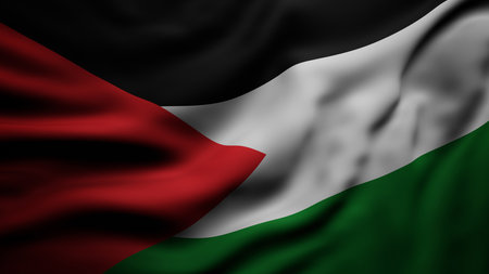 Waving flag of Palestine. 3d illustration.の写真素材