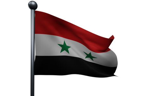 3d rendering illustration of Syrian flag over white background.の写真素材