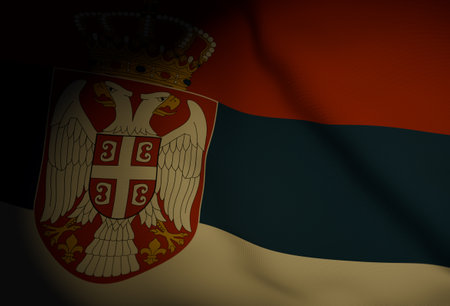 National flag of Serbia. 3d illustration.の写真素材