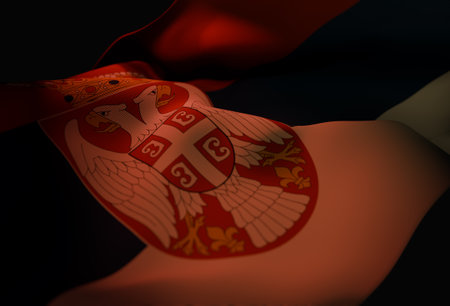 National flag of Serbia. 3d illustration.の写真素材