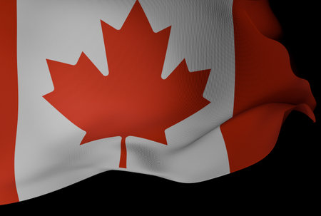 Close-up of canadian flag. 3d illustration.の写真素材